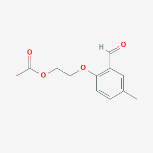 molecular formula C12H14O4 B8410111 Acetic acid 2-(2-formyl-4-methyl-phenoxy)-ethyl ester 