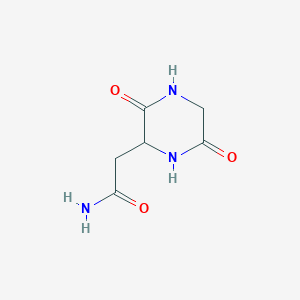 molecular formula C6H9N3O3 B8410154 2,5-Dioxopiperazine-3-acetamide 