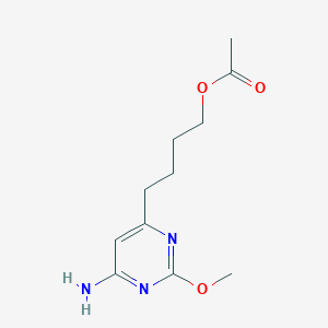 molecular formula C11H17N3O3 B8410292 6-Amino-2-methoxy-4-(4-acetoxybutyl)pyrimidine 