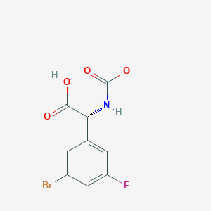 molecular formula C13H15BrFNO4 B8410293 (R)-2-(3-bromo-5-fluorophenyl)-2-((tert-butoxycarbonyl)amino)acetic acid 