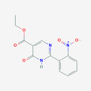 molecular formula C13H11N3O5 B8410387 Ethyl 1,6-dihydro-6-oxo-2-(2-nitrophenyl)pyrimidine-5-carboxylate 