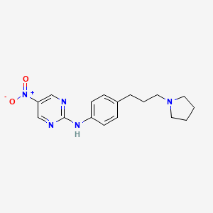 molecular formula C17H21N5O2 B8410393 (5-Nitro-pyrimidin-2-yl)-[4-(3-pyrrolidin-1-yl-propyl)-phenyl]-amine 