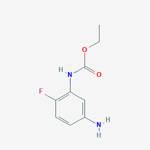 molecular formula C9H11FN2O2 B8410746 Ethyl 5-amino-2-fluorocarbanilate 