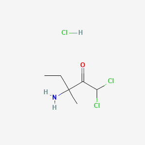 molecular formula C6H12Cl3NO B8410773 3-Amino-1,1-dichloro-3-methyl-2-pentanone hydrochloride 
