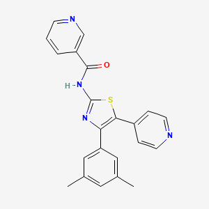 molecular formula C22H18N4OS B8410792 N-[4-(3,5-dimethylphenyl)-5-(4-pyridyl)-1,3-thiazol-2-yl]nicotinamide 