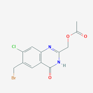 molecular formula C12H10BrClN2O3 B8410841 2-Acetoxymethyl-6-bromomethyl-7-chloro-3,4-dihydroquinazolin-4-one 