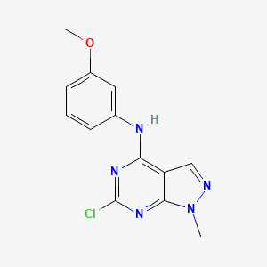molecular formula C13H12ClN5O B8410960 6-Chloro-N-(3-methoxyphenyl)-1-methyl-1H-pyrazolo[3,4-d]pyrimidin-4-amine 