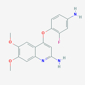 molecular formula C17H16FN3O3 B8410983 4-(4-Amino-2-fluoro-phenoxy)-6,7-dimethoxy-quinolin-2-ylamine 