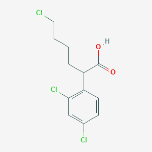 molecular formula C12H13Cl3O2 B8411222 6-Chloro-2-(2,4-dichlorophenyl)hexanoic acid 