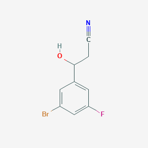 molecular formula C9H7BrFNO B8411275 3-(3-Bromo-5-fluorophenyl)-3-hydroxypropanenitrile 