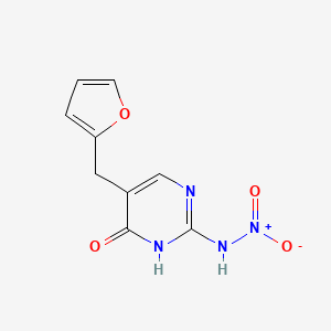 molecular formula C9H8N4O4 B8411397 2-Nitroamino-5-(2-furylmethyl)-4-pyrimidone 