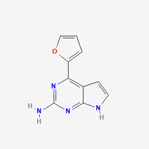 molecular formula C10H8N4O B8411456 4-(furan-2-yl)-7H-pyrrolo[2,3-d]pyrimidin-2-amine 