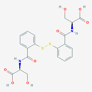 molecular formula C20H20N2O8S2 B8411556 2-((2-((2-(N-(1-Carboxy-2-hydroxyethyl)carbamoyl)phenyl)disulfanyl)phenyl)carbonylamino)-3-hydroxypropanoic acid 