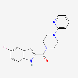 molecular formula C18H17FN4O B8411594 5-fluoro-2-{[4-(2-pyridinyl)-1-piperazinyl]carbonyl}-1H-indole 