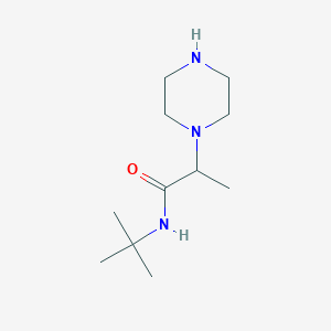 molecular formula C11H23N3O B8411611 1-[1-(Tert-butylaminocarbonyl)ethyl]piperazine 
