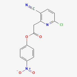 molecular formula C14H8ClN3O4 B8411641 (6-chloro-3-cyano-pyridin-2-yl)-acetic Acid 4-nitro-phenyl Ester 
