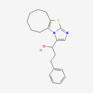 molecular formula C20H24N2OS B8411647 5,6,7,8,9,10-Hexahydro-alpha-(2-phenylethyl)cyclooct[d]imidazo-[2,1-b]thiazole-3-methanol 