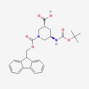 molecular formula C26H30N2O6 B8411738 trans-5-(Tert-butoxycarbonylamino)-1-(9H-fluoren-9-ylmethoxycarbonyl)piperidine-3-carboxylic acid 