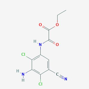 molecular formula C11H9Cl2N3O3 B8411868 Ethyl (3-amino-2,4-dichloro-5-cyanophenyl)-oxamate 