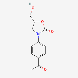molecular formula C12H13NO4 B8411923 5-Hydroxymethyl-3-(4-acetylphenyl)-2-oxazolidinone 