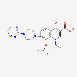 molecular formula C21H21F2N5O4 B8411935 8-(Difluoromethoxy)-1-ethyl-4-oxo-7-(4-pyrimidin-2-ylpiperazin-1-yl)quinoline-3-carboxylic acid 