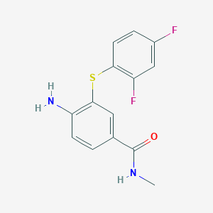 molecular formula C14H12F2N2OS B8412316 N-methyl-4-amino-3-(2,4-difluorophenylthio)benzamide 