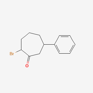 molecular formula C13H15BrO B8412322 2-Bromo-6-phenyl-cycloheptanone 