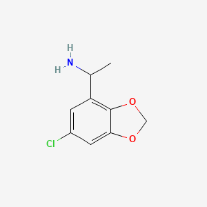 molecular formula C9H10ClNO2 B8412421 1-(5-Chlorobenzo[d][1,3]dioxol-7-yl)ethanamine 