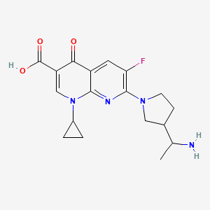 molecular formula C18H21FN4O3 B8412449 7-[3-(1-Aminoethyl)pyrrolidin-1-yl]-1-cyclopropyl-6-fluoro-4-oxo-1,8-naphthyridine-3-carboxylic acid 