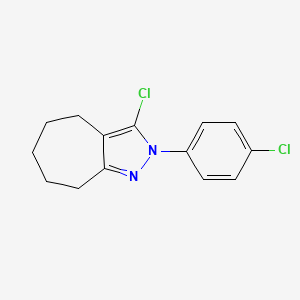 molecular formula C14H14Cl2N2 B8412612 3-Chloro-2-(4-chlorophenyl)-2,4,5,6,7,8-hexahydrocycloheptapyrazole 