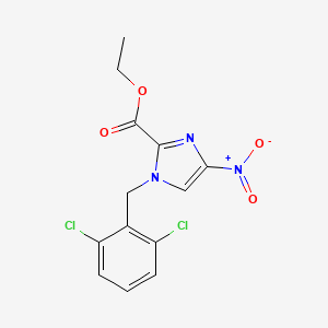 molecular formula C13H11Cl2N3O4 B8412662 Ethyl 1-(2,6-dichlorobenzyl)-4-nitro-1H-imidazole-2-carboxylate 