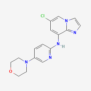molecular formula C16H16ClN5O B8412761 6-chloro-N-(5-morpholin-4-ylpyridin-2-yl)imidazo[1,2-a]pyridin-8-amine 