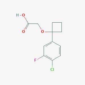 molecular formula C12H12ClFO3 B8412809 2-(1-(4-Chloro-3-fluorophenyl)cyclobutoxy)acetic acid 