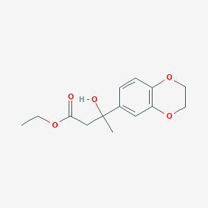 molecular formula C14H18O5 B8412813 Ethyl 3-(2,3-dihydro-1,4-benzodioxin-6-yl)-3-hydroxybutanoate 