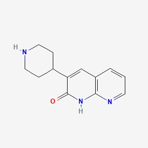 molecular formula C13H15N3O B8412858 3-(piperidin-4-yl)-1,8-naphthyridin-2(1H)-one 
