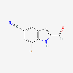 molecular formula C10H5BrN2O B8412919 7-bromo-2-formyl-1H-indole-5-carbonitrile 