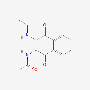 molecular formula C14H14N2O3 B8412939 2-Acetamido-3-ethylamino-1,4-naphthoquinone 