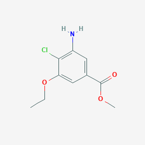 molecular formula C10H12ClNO3 B8412991 3-Amino-4-chloro-5-ethoxy-benzoic acid methyl ester 