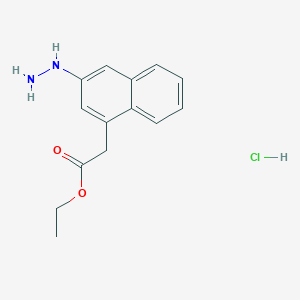 molecular formula C14H17ClN2O2 B8413015 (3-Hydrazinonaphthalen-1-yl)-acetic acid ethyl ester hydrochloride 