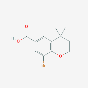 molecular formula C12H13BrO3 B8413169 8-Bromo-4,4-dimethyl-6-chromanoic Acid 