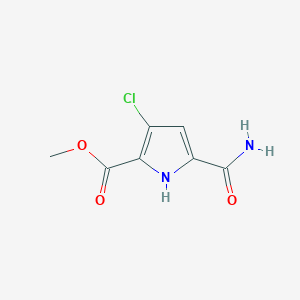 molecular formula C7H7ClN2O3 B8413206 Methyl 5-(aminocarbonyl)-3-chloro-1H-pyrrole-2-carboxylate 