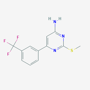 molecular formula C12H10F3N3S B8413236 2-Methylsulfanyl-6-(3-trifluoromethylphenyl)-pyrimidin-4-ylamine 