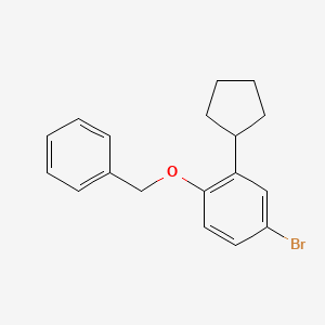 molecular formula C18H19BrO B8413319 1-Benzyloxy-4-bromo-2-cyclopentyl-benzene 