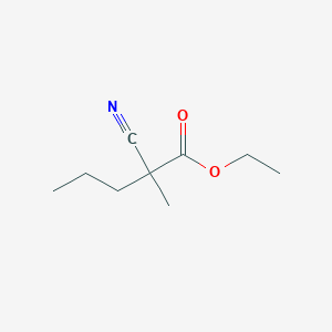 molecular formula C9H15NO2 B8413356 Ethyl 2-cyano-2-methylpentanoate 