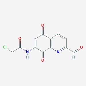molecular formula C12H7ClN2O4 B8413376 7-Chloroacetamido-2-Formylquinoline-5.8-Dione 