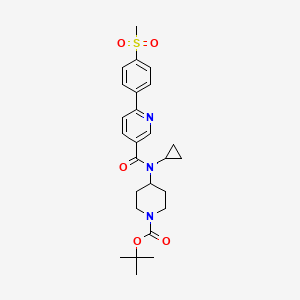 molecular formula C26H33N3O5S B8413383 4-{Cyclopropyl-[6-(4-methanesulfonyl-phenyl)-pyridine-3-carbonyl]-amino}-piperidine-1-carboxylic acid tert-butyl ester 