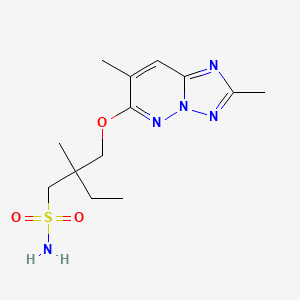 molecular formula C13H21N5O3S B8413476 6-(2-Ethyl-2-methyl-3-sulfamoyl-1-propoxy)-2,7-dimethyl(1,2,4)triazolo(1,5-b)pyridazine CAS No. 152537-75-2