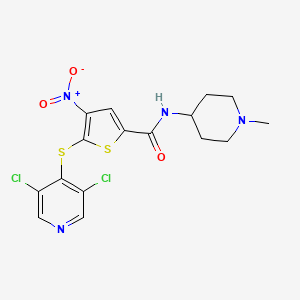 5-((3,5-dichloropyridin-4-yl)thio)-N-(1-methylpiperidin-4-yl)-4-nitrothiophene-2-carboxamide