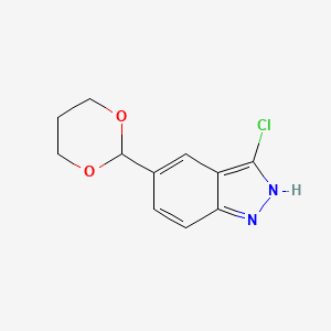 molecular formula C11H11ClN2O2 B8413626 3-Chloro-5-(1,3-dioxan-2-yl)-1H-indazole 