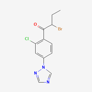 molecular formula C12H11BrClN3O B8413650 2-Bromo-1-(2-chloro-4-[1,2,4]triazol-1-yl-phenyl)-butan-1-one 